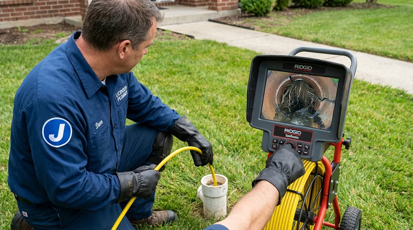 Sewer camera inspection being performed by Johns Plumbing LLC in Naugatuck